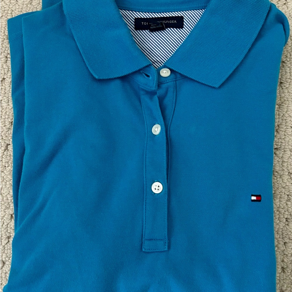 Y2K Tommy Hilfiger Blue Polo Shirt - size L